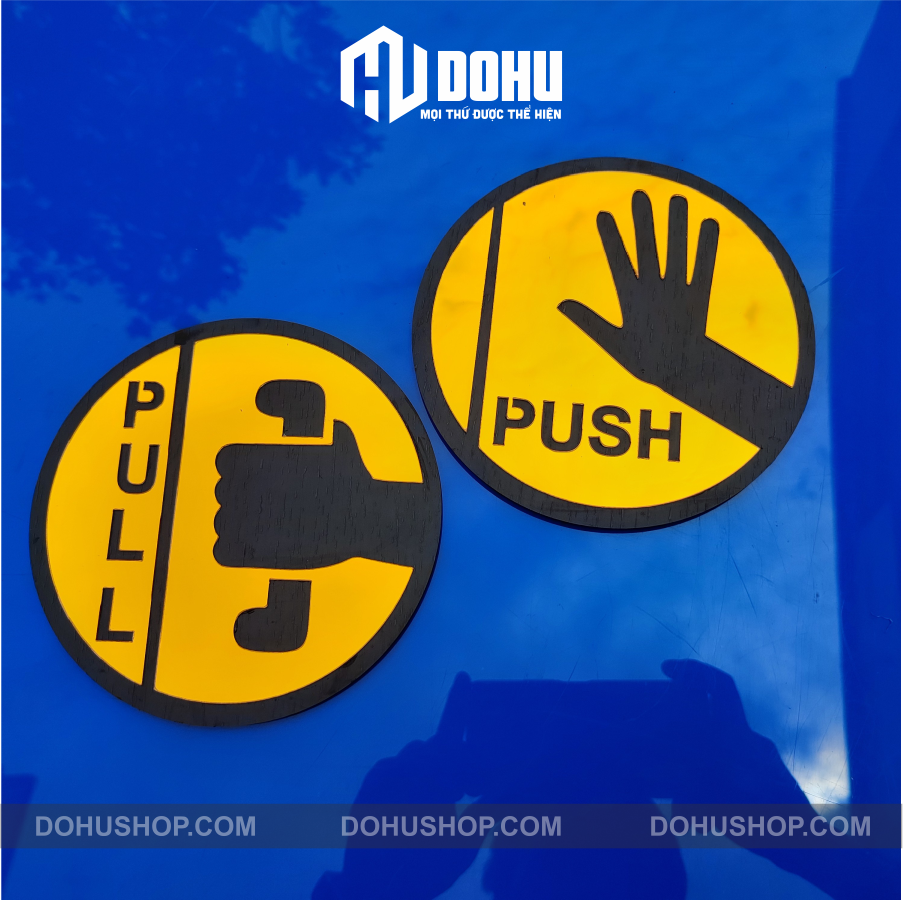Bảng Gương Vàng Gắn Cửa Pull và Push - Có sẵn băng keo phía sau