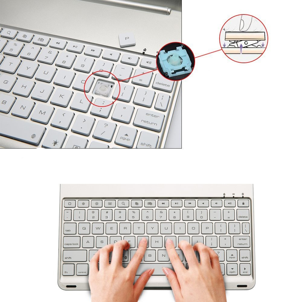 Bàn phím Bluetooth F8S cho iPad Mini 123 - 7 màu đèn cho bàn phím