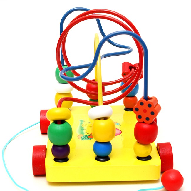 Đồ chơi gỗ - Bộ xe kéo luồn hạt gỗ cho bé