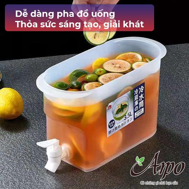 Bình Nước Để Tủ Lạnh Trong Suốt Dung Tích 3.5L Tích Hợp Vòi Rót Tiện Lợi - Bình Đựng Nước Trái Cây Dung Tích 3,5 L