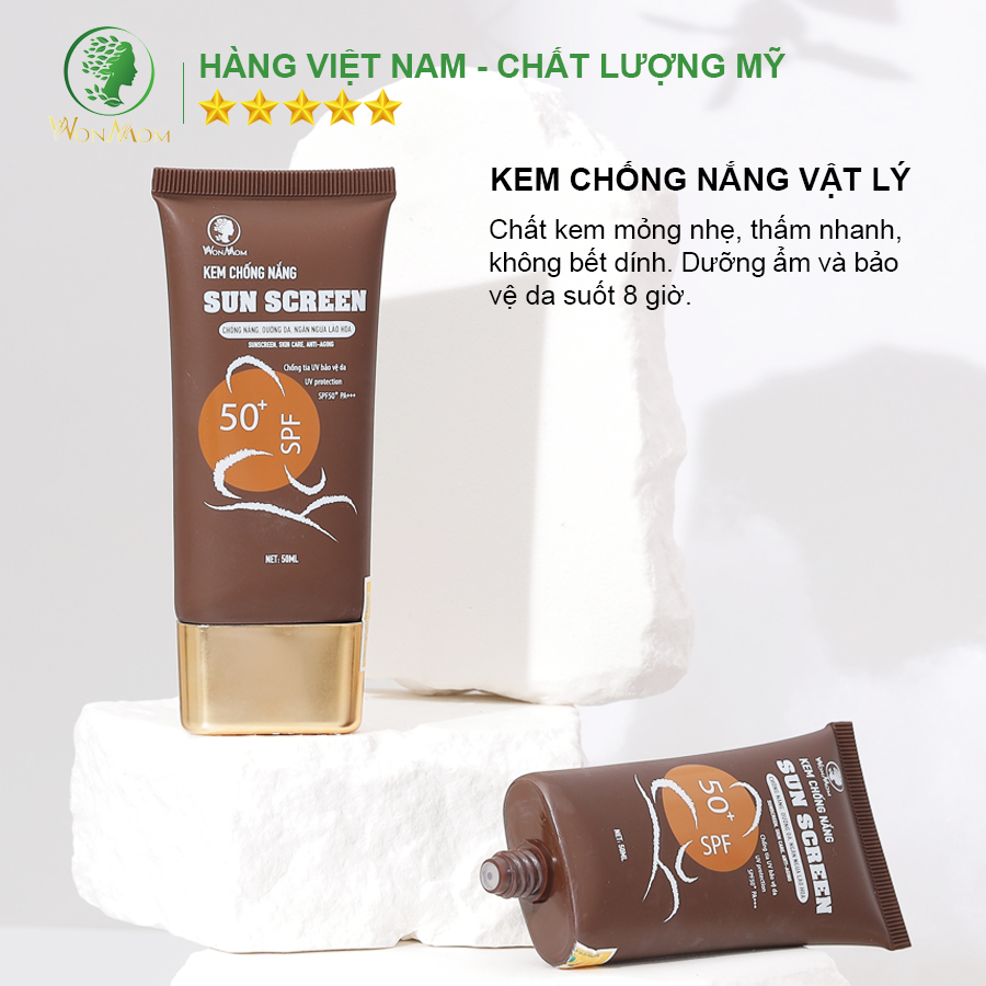 Bộ trắng da, sạch mụn nám, chống nắng cơ bản Wonmom ( 1 Kem nghệ tươi + 1 Serum mụn + 1 Kem chống nắng )