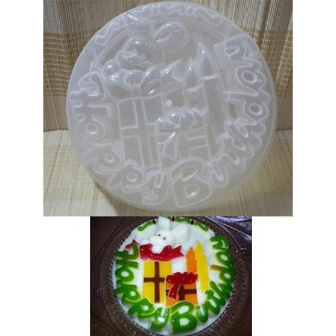 Khuôn rau cau nhựa happy birthday hình nến sinh nhật 20cm