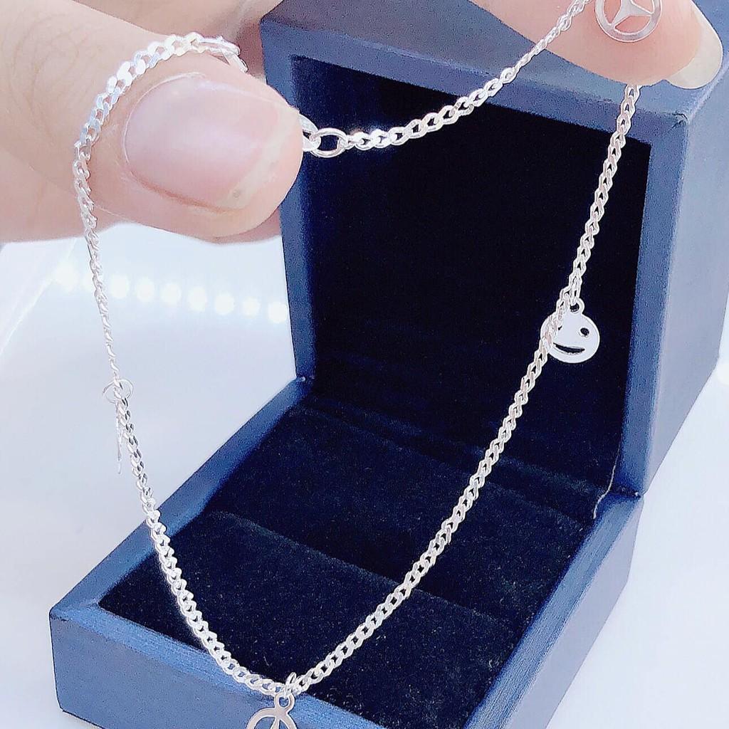 Lắc chân bạc xinh xắn dễ thương hình charm nghộ nghĩnh