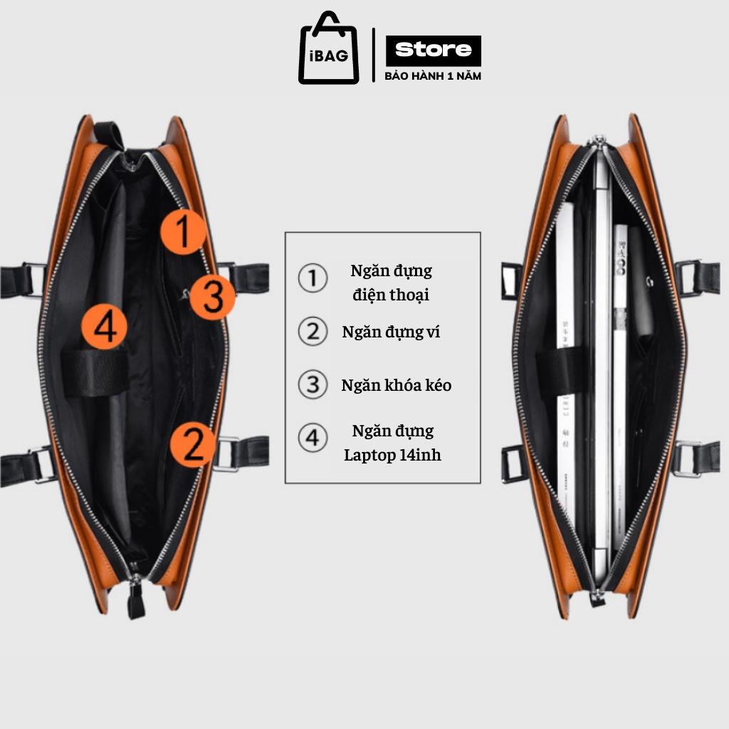 Cặp da công sở, Cặp văn phòng Cao Cấp Fsd.Wg-Chất liệu Da PU cực bền ,Chống nước, Cặp Đựng Laptop 14inh