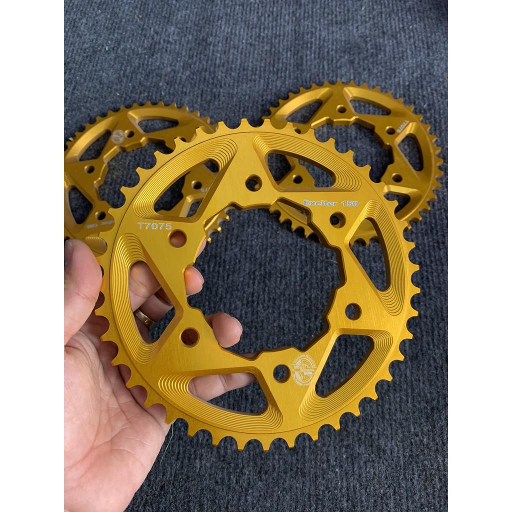 Nhông sên dĩa , Dĩa Tải Nhôm T7075 màu vàng chính hãng Cho dòng xe exciter150 cực xịn Lắp như zin