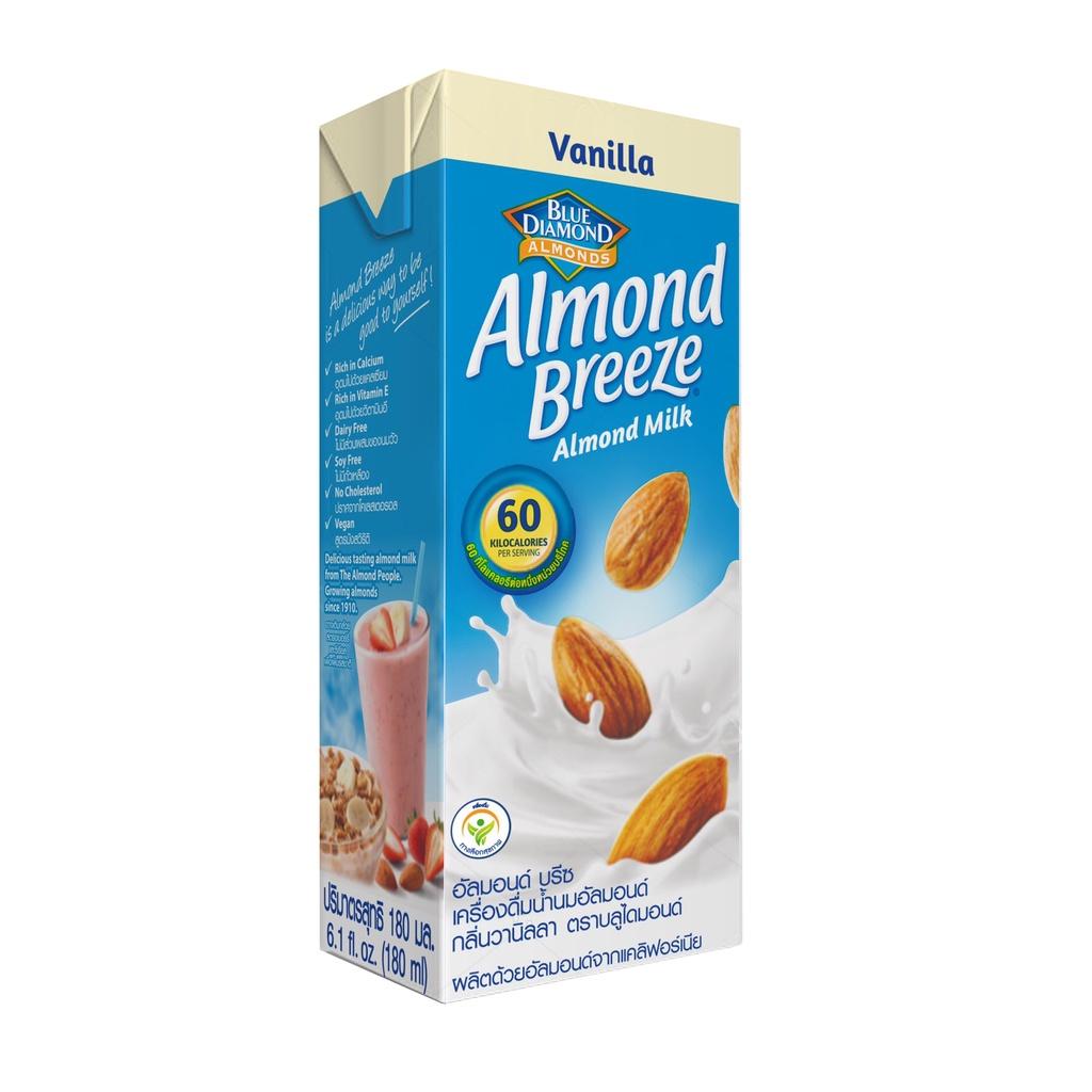 Thùng Sữa hạt hạnh nhân ALMOND BREEZE VANILLA 180ml - Sản phẩm của TẬP ĐOÀN BLUE DIAMOND MỸ - Đứng đầu về sản lượng tiêu thụ tại Mỹ