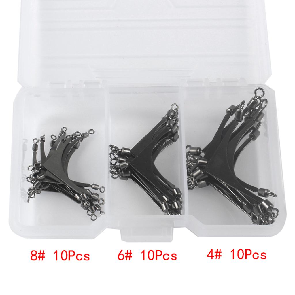 30pcs Fishing Accessories Barrel Swivels Fishing Line Rolling Snaps