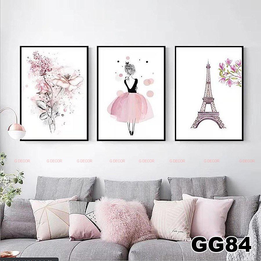 Tranh treo tường canvas 3 bức phong cách hiện đại Bắc Âu 152, tranh ainime trang trí phòng bé, phòng khách, phòng ngủ