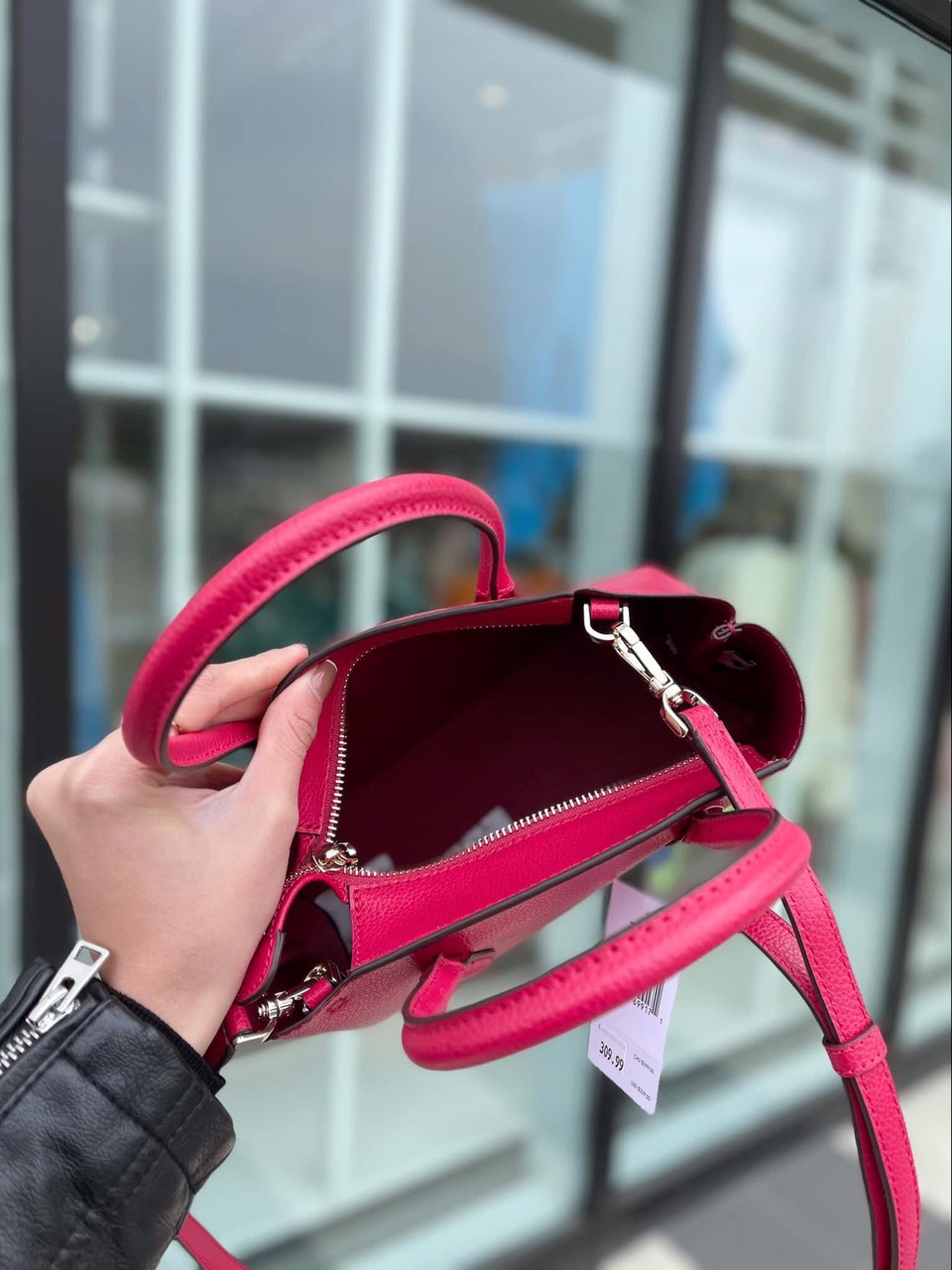 Túi kate small top zip satchel màu đỏ hồng 24*19*14cm WKRU6114