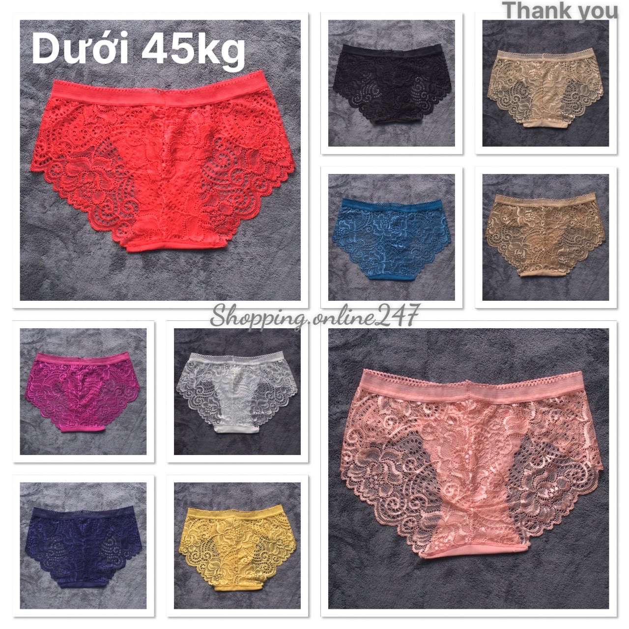 Combo 5 quần lót nữ Ren thiết kế họa tiết ren xuyên thấu gợi cảm - mềm mại - nhiều màu - 40 đến 55 kg