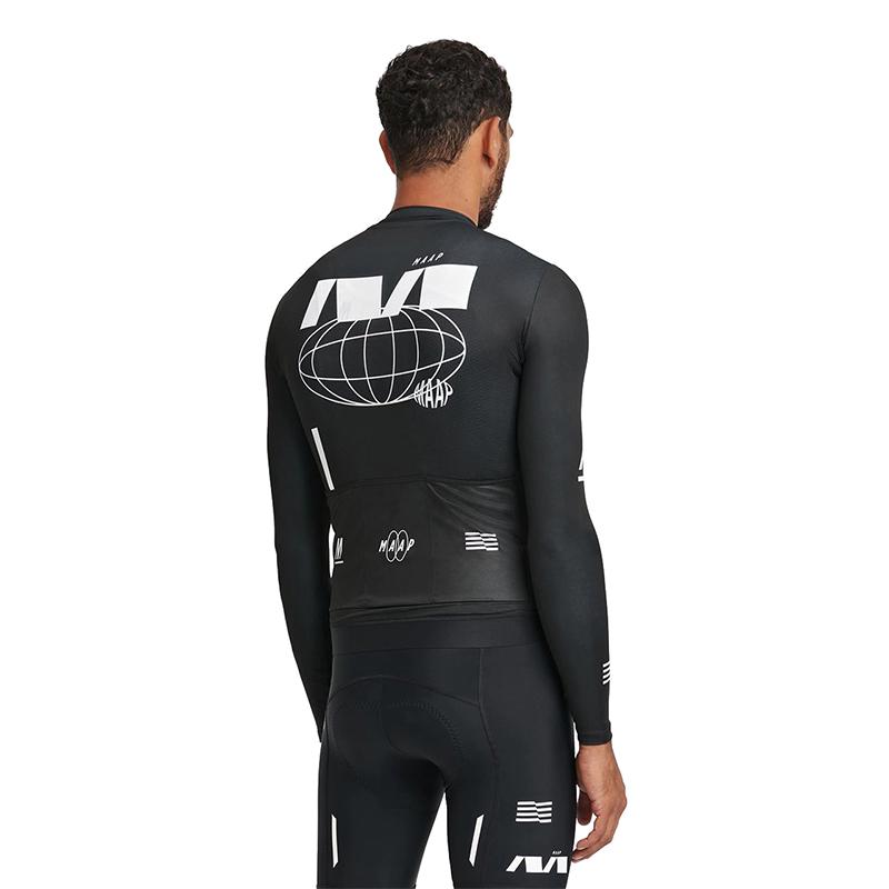 MAAP Đi Xe Đạp Áo Trục Pro Dài Tay Xe Đạp Jersey Top Nam MTB Đường Đi Xe Đạp Quần Áo Maillot Ciclismo Pro Đội Đua Jersey Color: Black Size: XXL