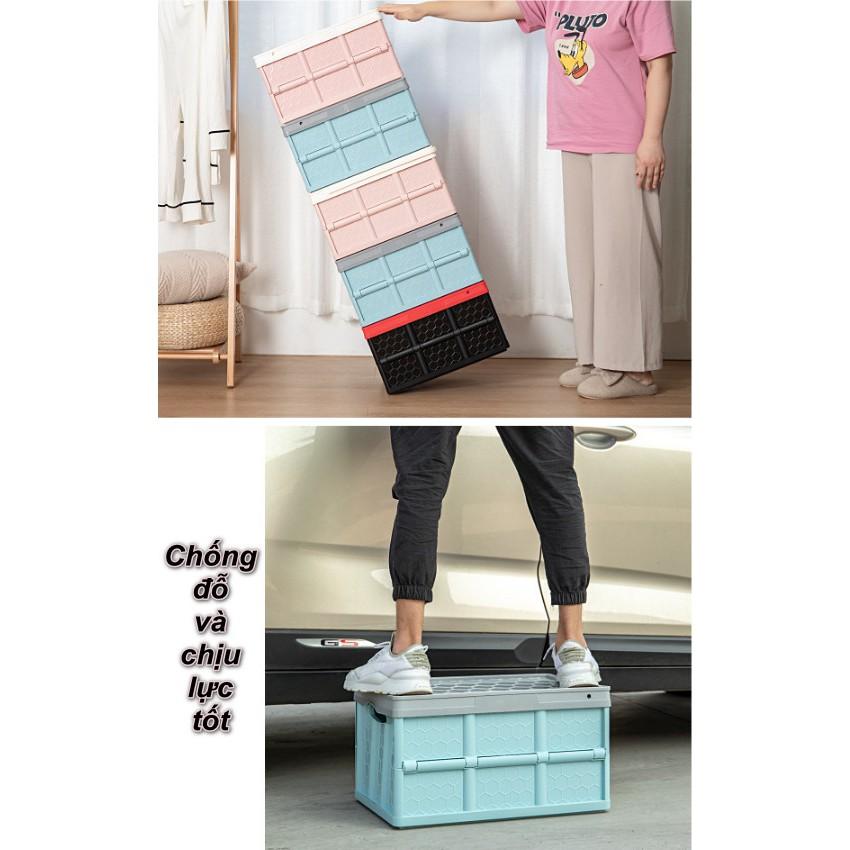 Thùng đựng đồ 55L đi du lịch vận chuyển hàng xếp gọn dạng kéo chống nước Pull&Fold Japan tặng túi chống thấm nước
