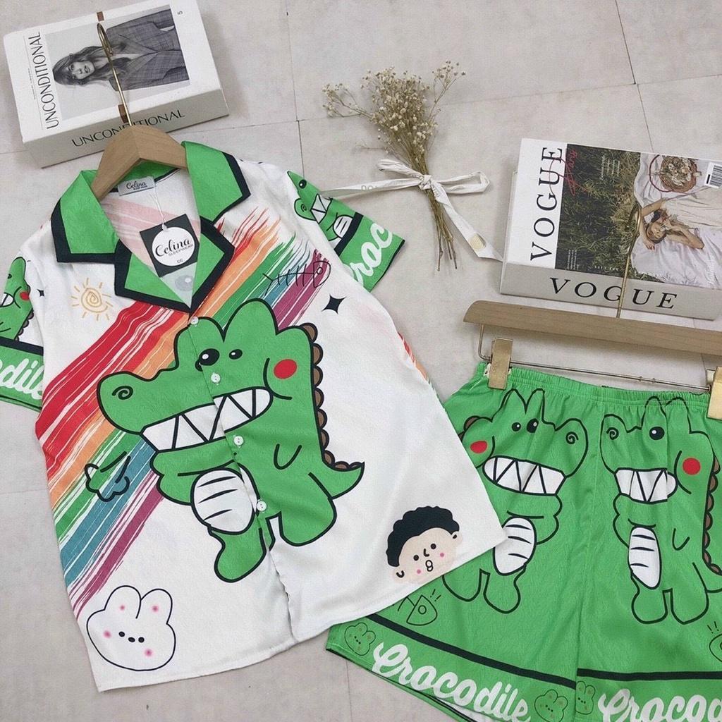 Lụa xước ánh kim bộ đồ ngủ áo cộc quần đùi nhiều mẫu siêu hot HHC Store