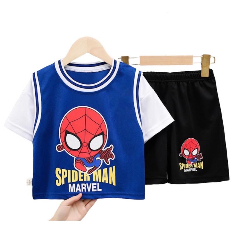 Đồ Bộ quần áo SPORT CÓ TAY FORM VỪA Spiderman người nhện thể thao trẻ em bé trai mùa hè đục lỗ thoáng khí Nowship HCM