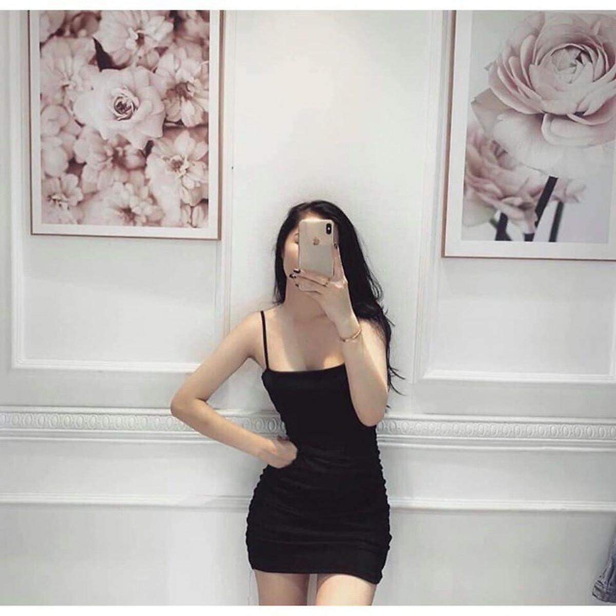 Váy ôm 2 dây SỢI BÚN dáng ngắn