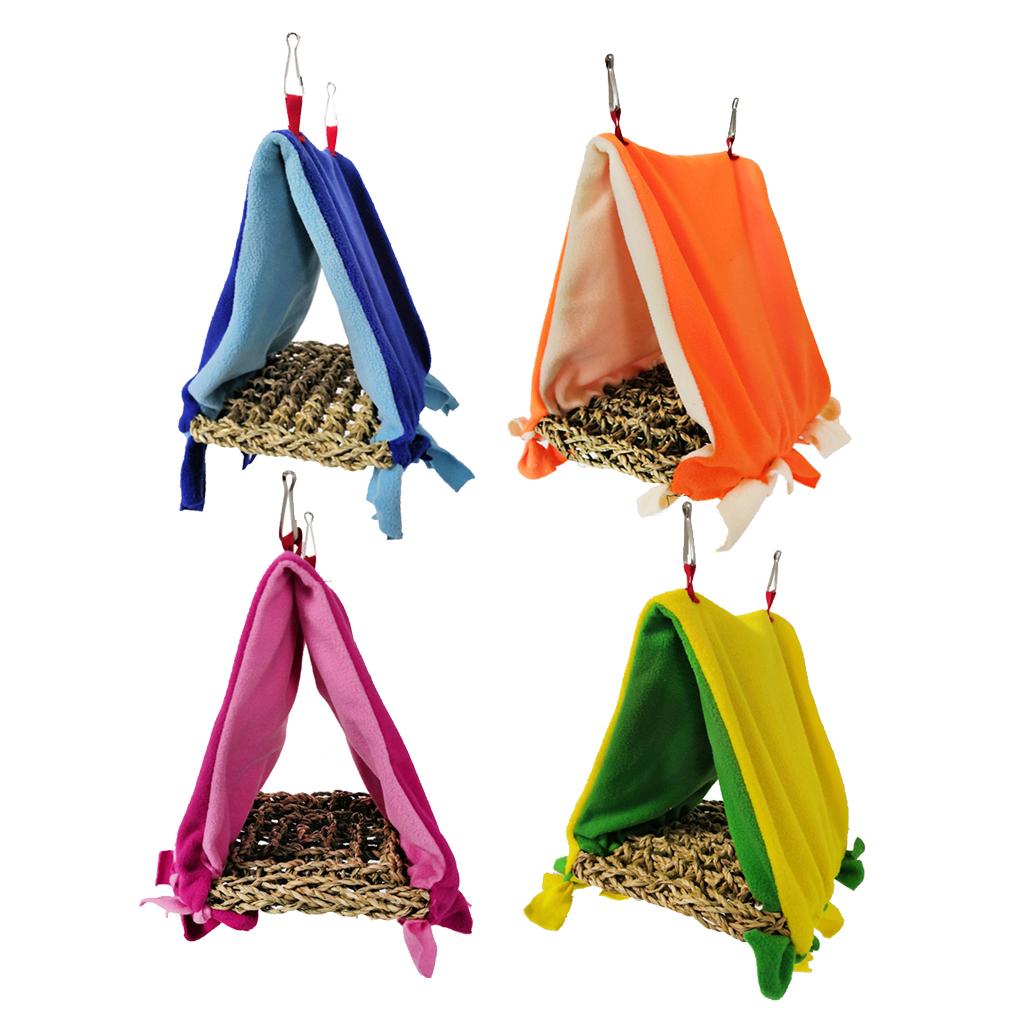 Bird Parrot Perch Tent Triangle Hammock Nest Bed Blue