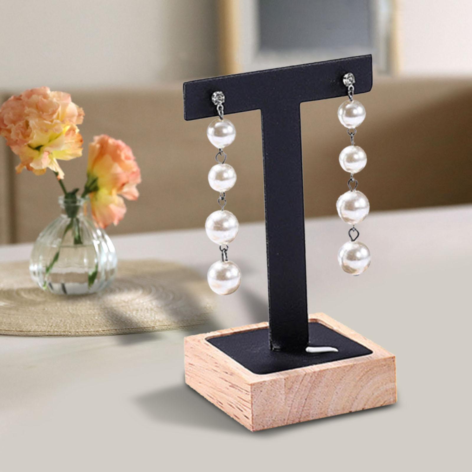 Wooden Earring Display Holder Hanging Jewelry T Shaped for Showroom Retail