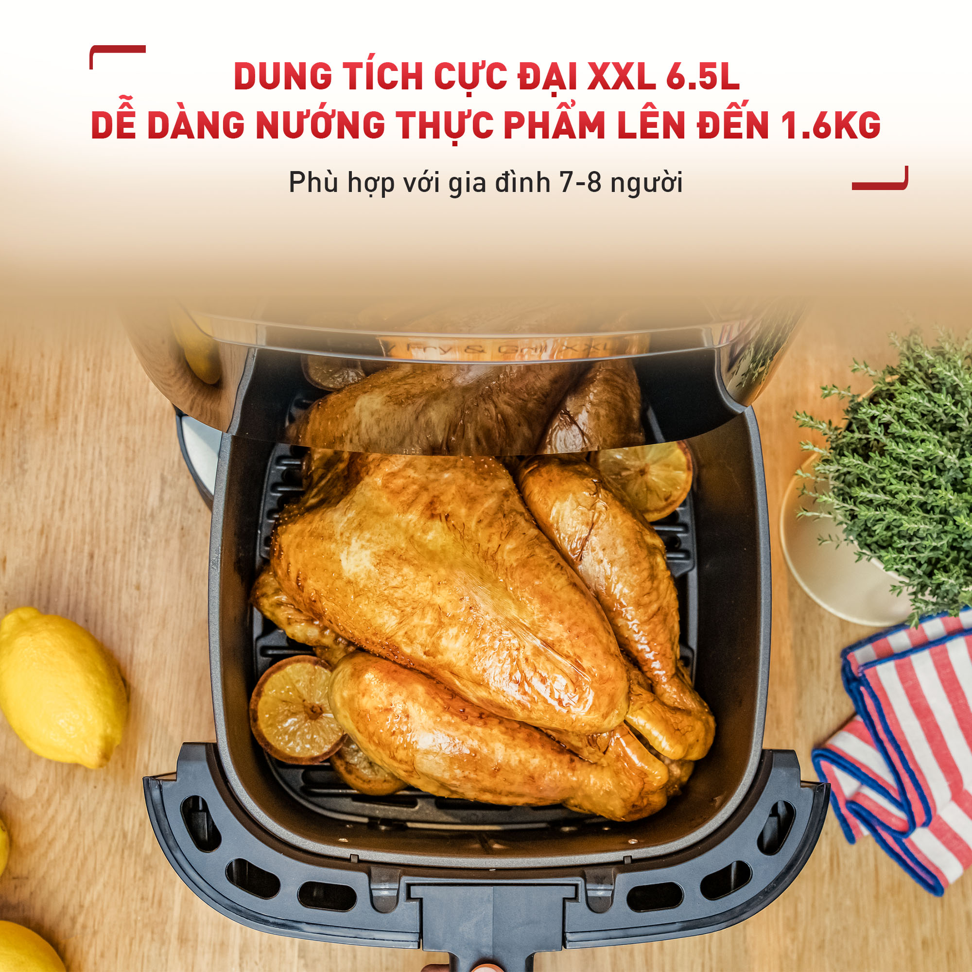 [SẢN PHẨM MỚI] Nồi chiên không dầu Tefal 2in1 Easy Fry & Grill 6.5L XXL EY801D15 - Hàng chính hãng