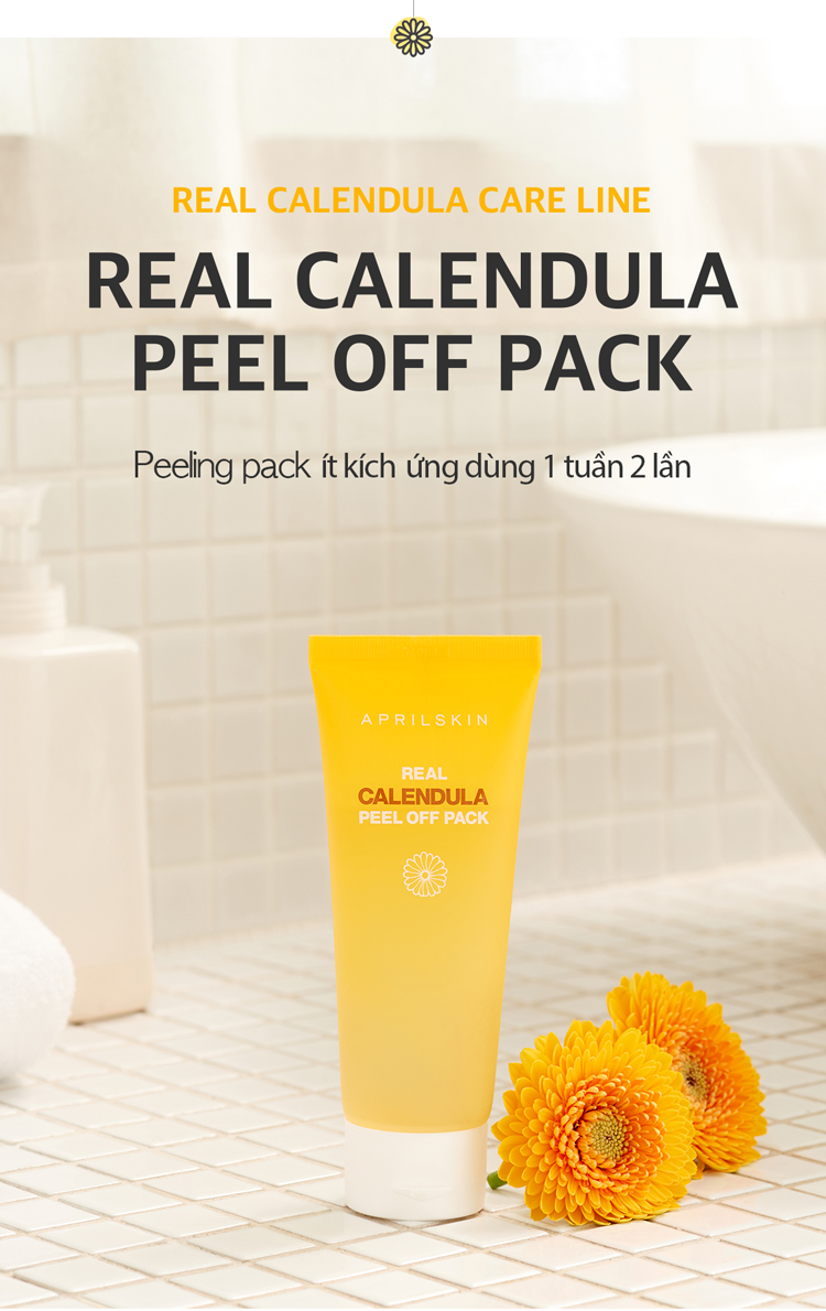 Mặt Nạ Lột Tẩy Tế Bào Chết APRILSKIN Real Calendula Peel Off Pack 100g + Tặng Kèm 1 Băng Đô Tai Mèo Xinh Xắn ( Màu Ngẫu Nhiên)