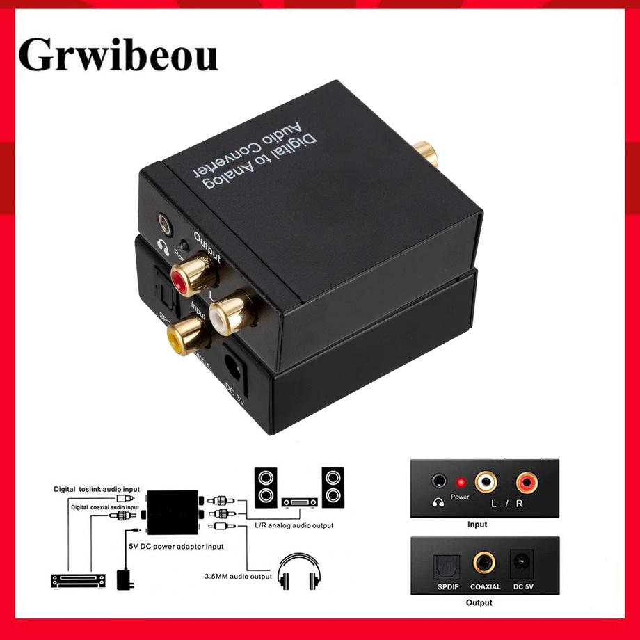 Grwibeou USB 3.5mm DAC Kỹ Thuật Số Sang Analog Âm Thanh Nổi Analog Bộ Chuyển Đổi Âm Thanh Đồng Trục Quang Toslink RCA R/L Quang Sang RCA