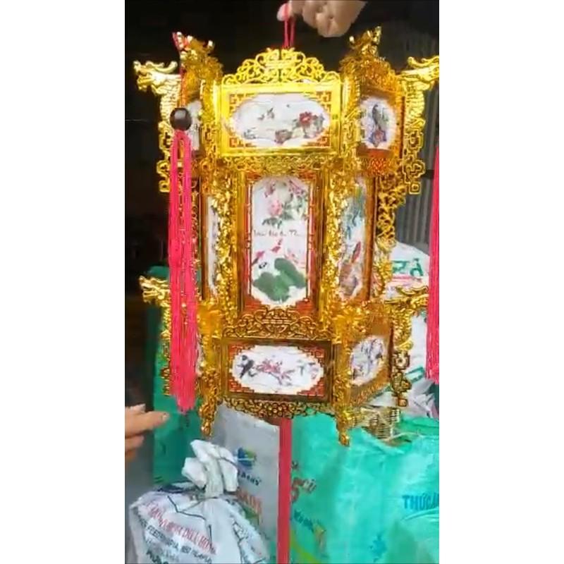 Đèn lồng nhựa đèn lục lăng size lớn màu vàng