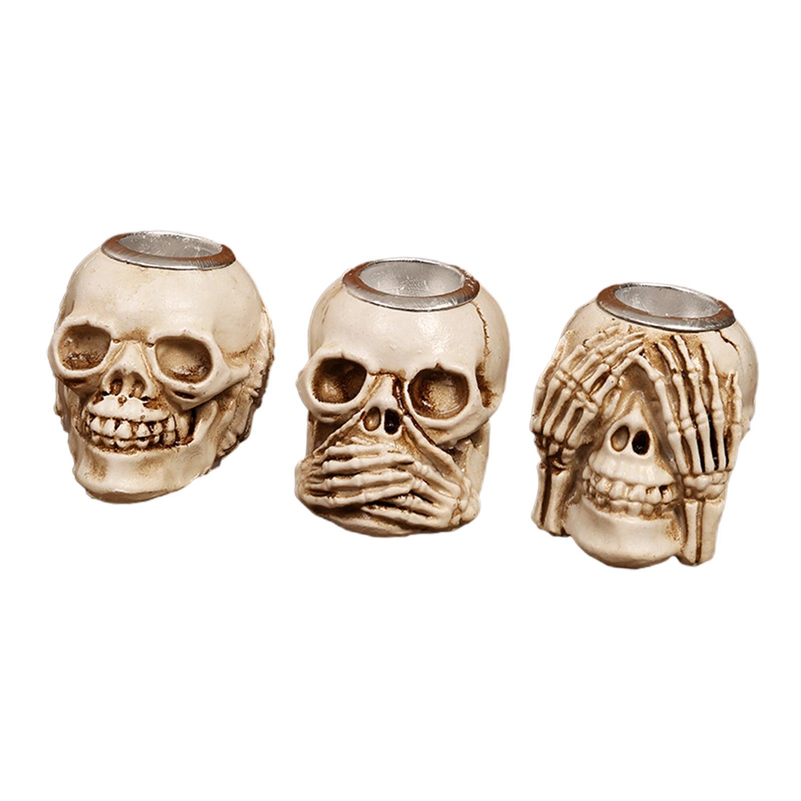 Halloween Skulls Candle Holder Candle Stand Human Skeleton Pillar Candle Holder for Haunted House Spooky Bar Holiday Table Centerpiece Party