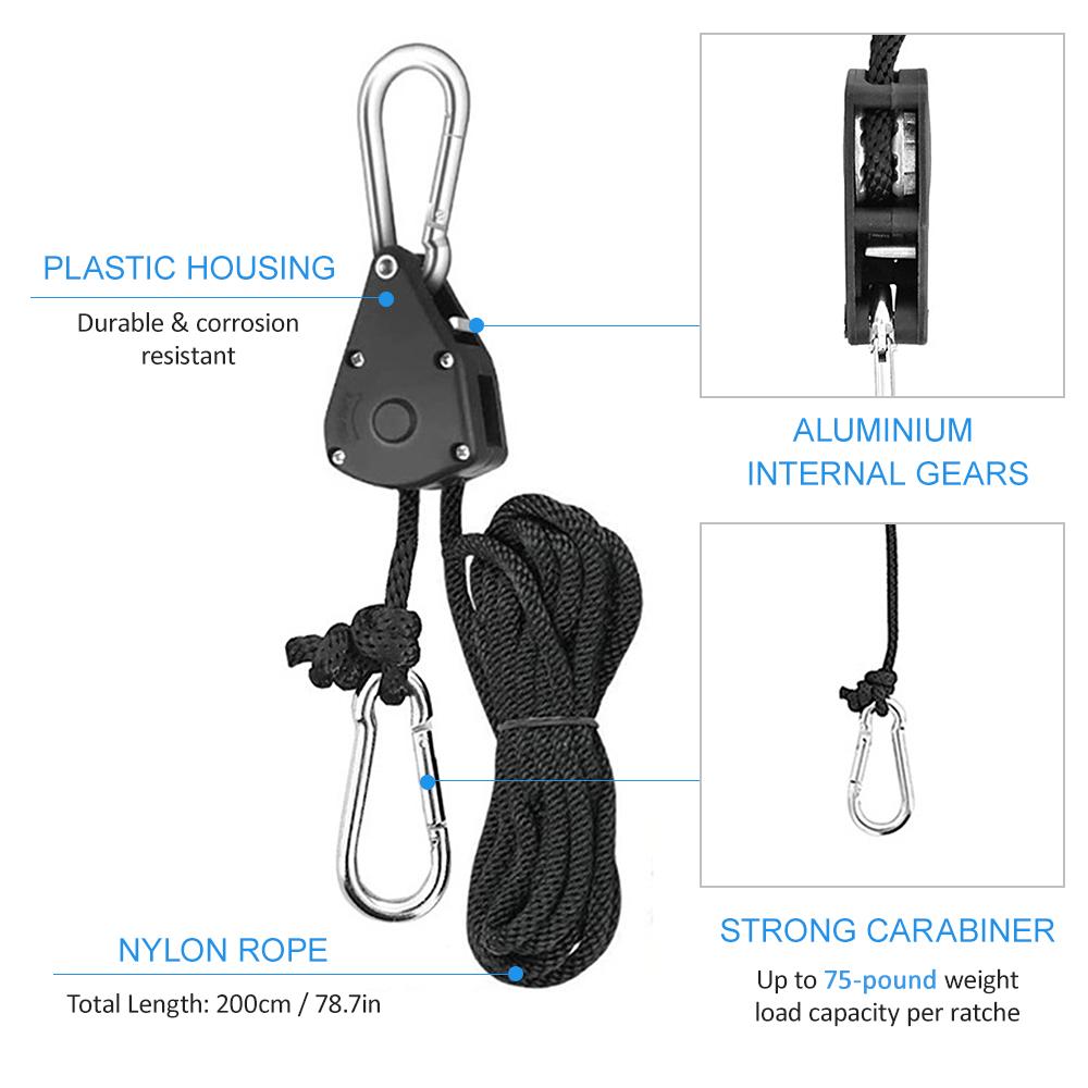 4pcs Pulley Ratchets Heavy Duty Rope Clip Hanger Adjustable Lifting Pulley Lanyard Hanger Kayak And Canoe Boat Bow Rope