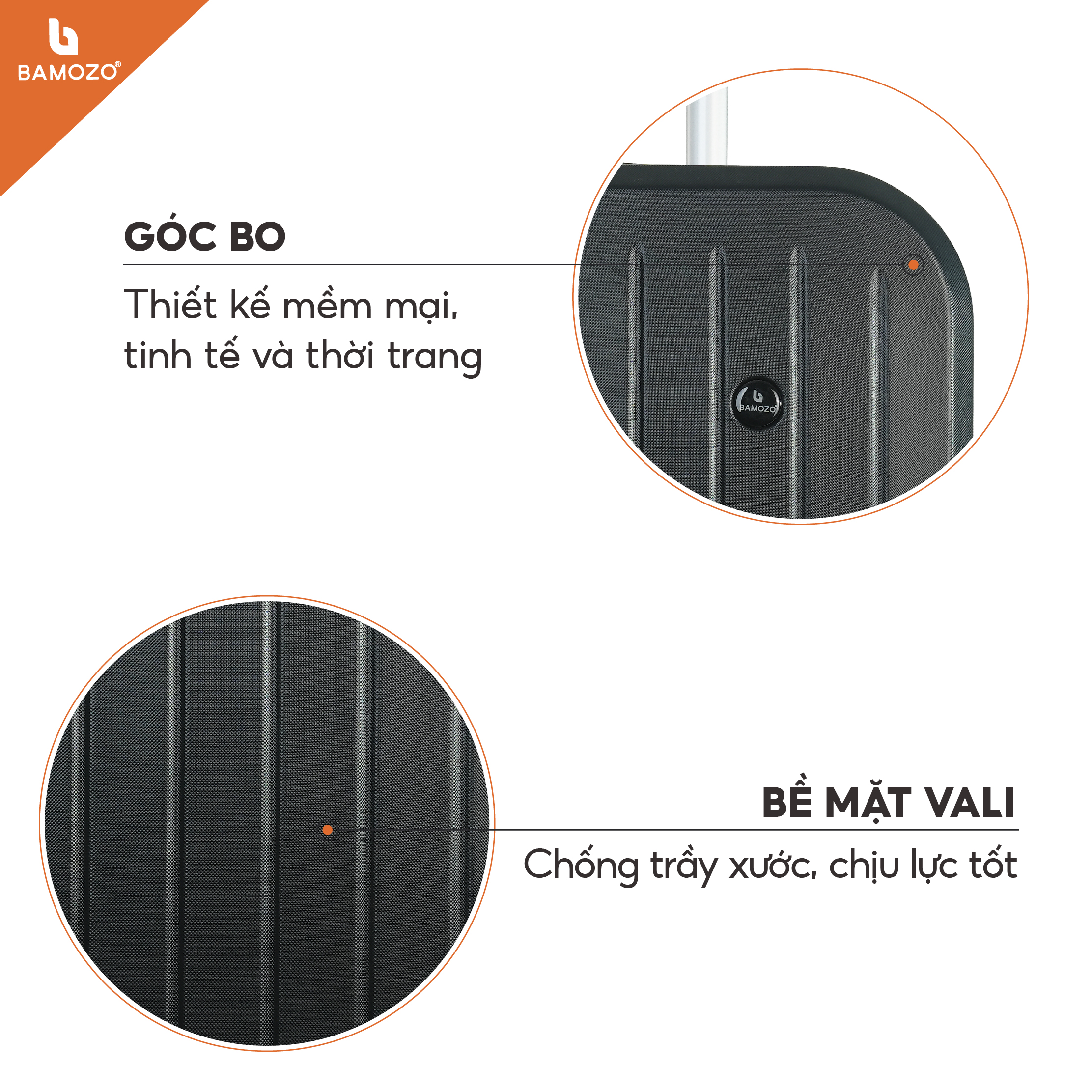 Vali du lịch thời trang Bamozo 8812 size 20/24 , vali nhựa kéo được bảo hành 5 năm.