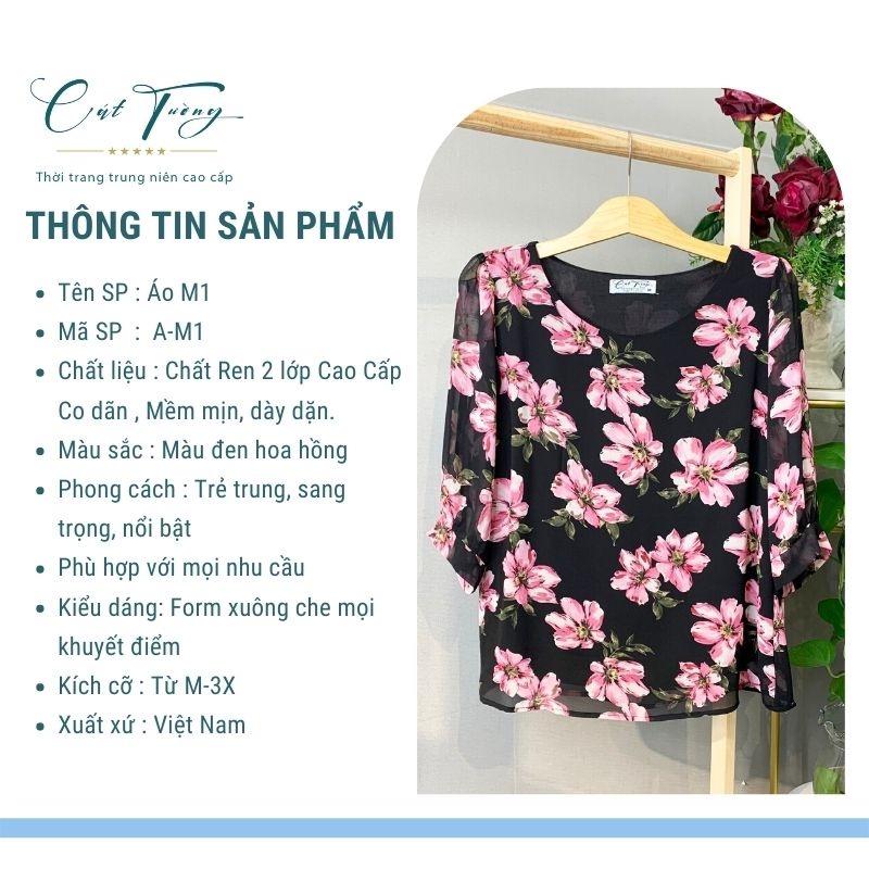 Áo kiểu trung niên nữ sang trọng cao cấp cho mẹ, cho bà vải ren cao cấp - Thời trang Cát Tường 2022 - Áo M1