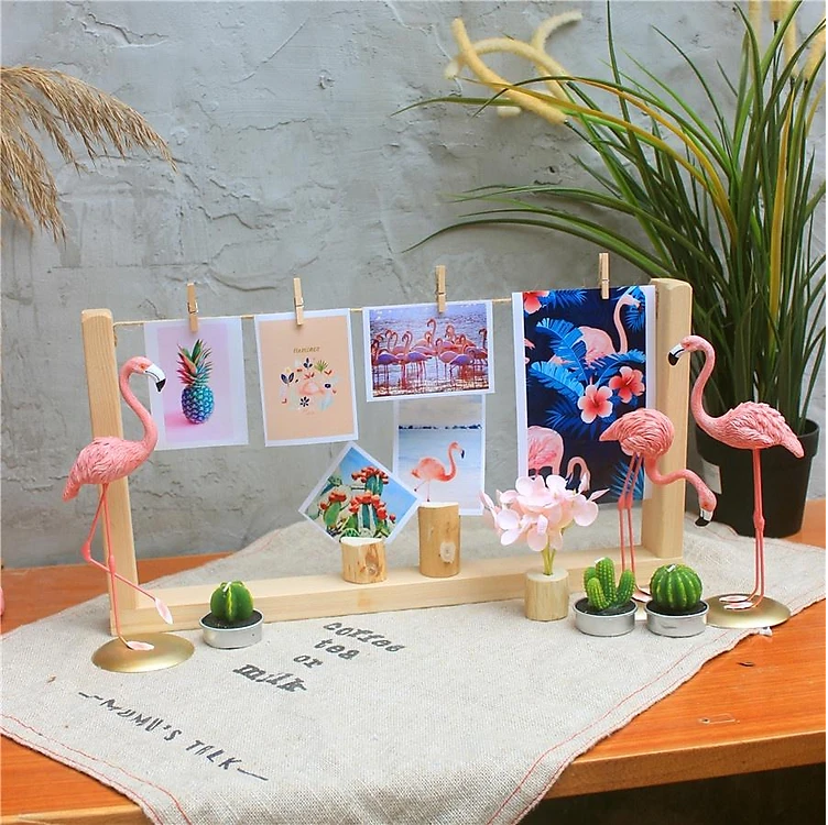 Khung ảnh để bàn vintage, gỗ tự nhiên nhiều kích thước dây thừng treo xịn xò