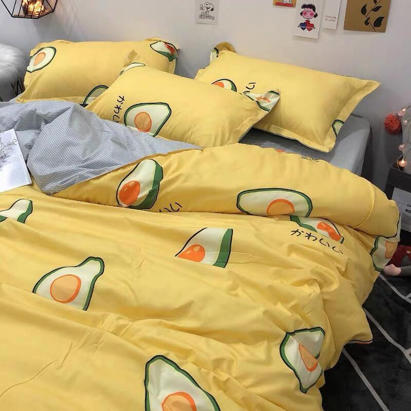 Bộ chăn ga Cotton Poly - bơ vàng mẫu mới phong các Hàn Quốc