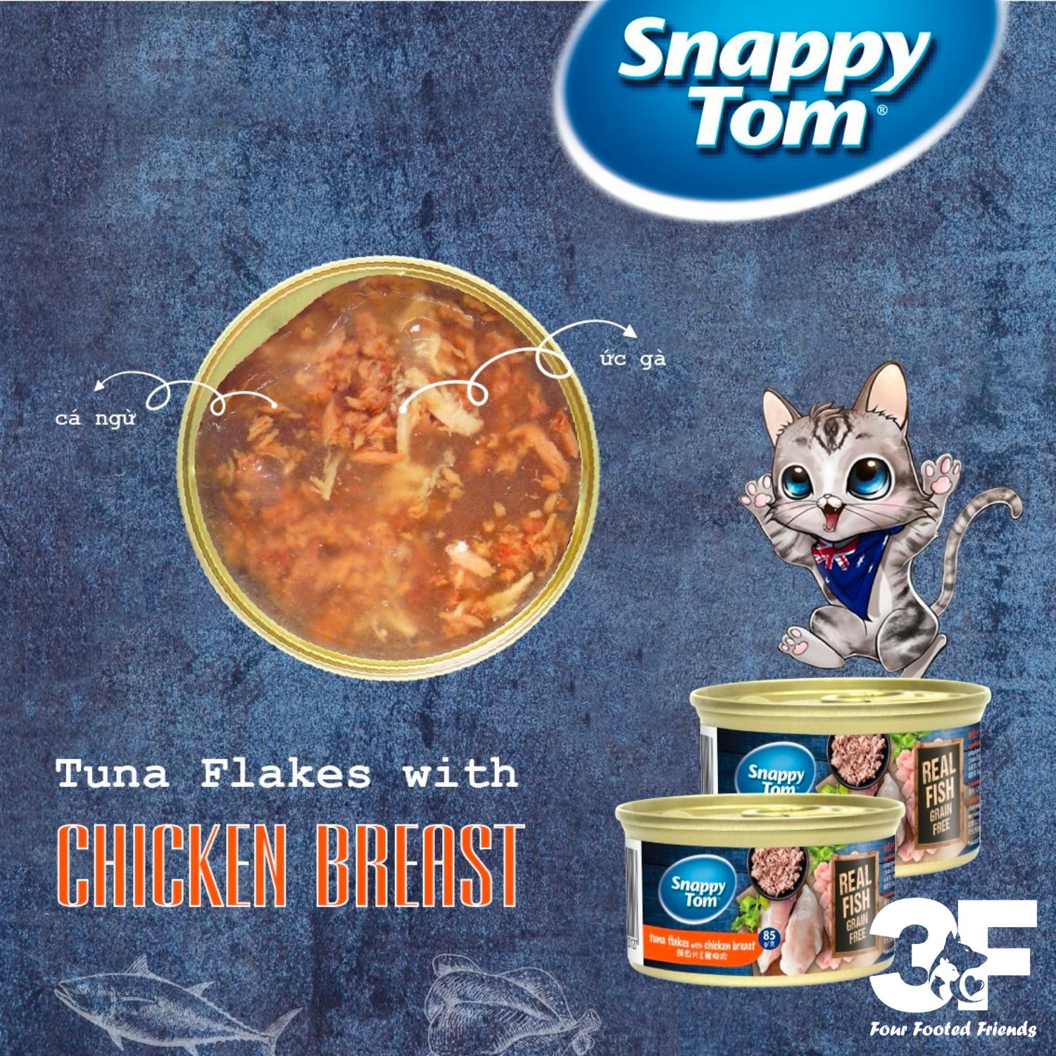 Pate Snappy Tom Cho Mèo Trên 2 Tháng Tuổi Vị Cá Ngừ Và Cá Hồi Lon 85g