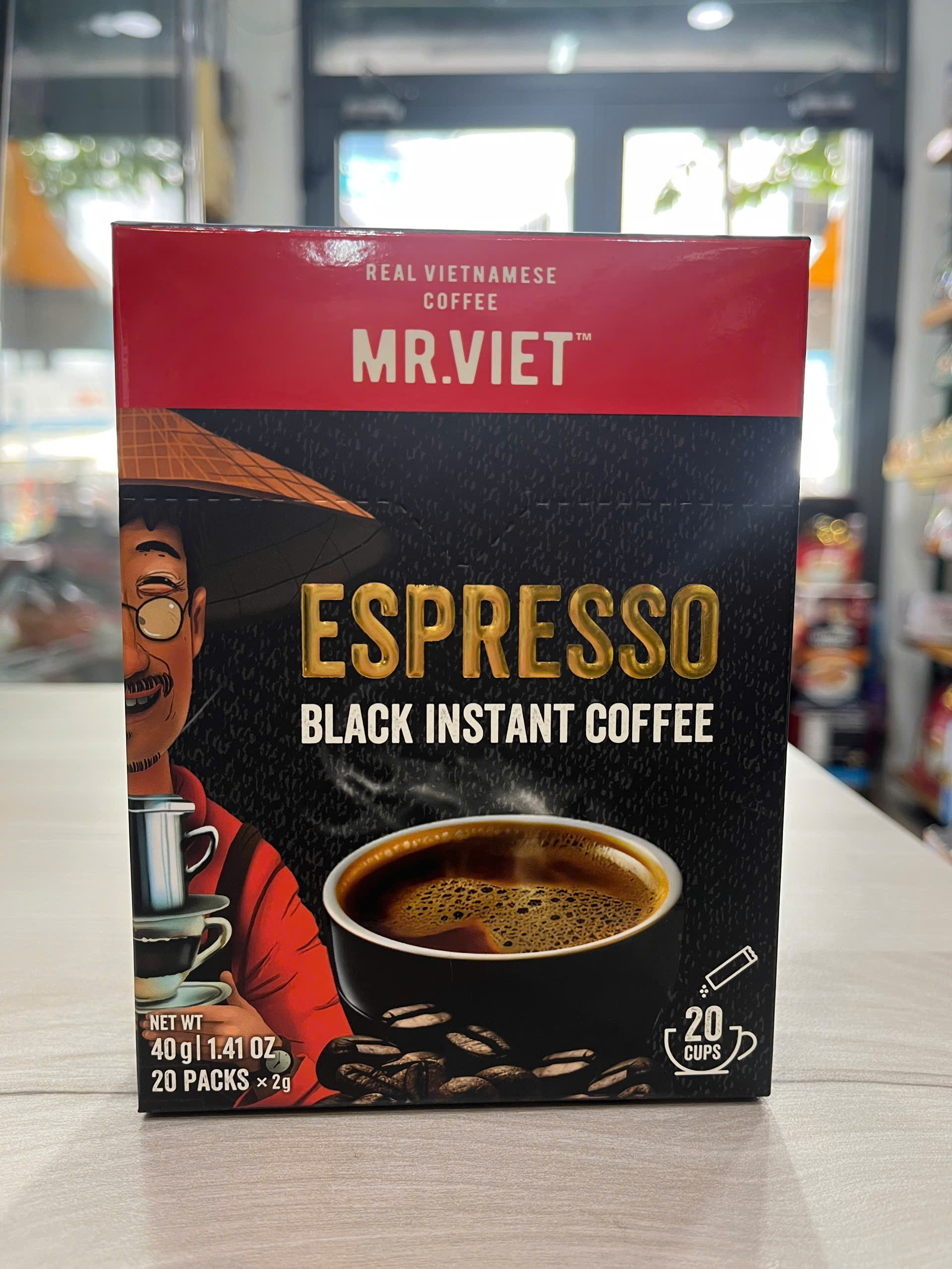 Cà phê Đen Hòa Tan Mr Viet Espresso 40g - Mr Viet Espresso Black Instant Coffee (20 gói x 2g)