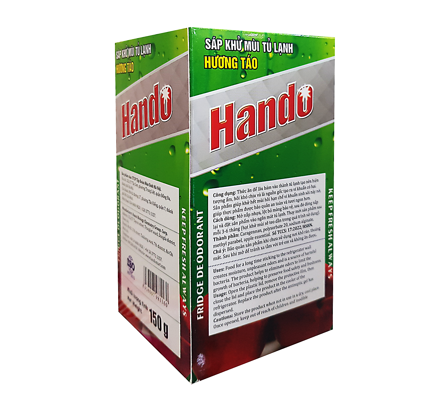 Sáp thơm khử mùi diệt khuẩn tủ lạnh cao cấp Hando 150g