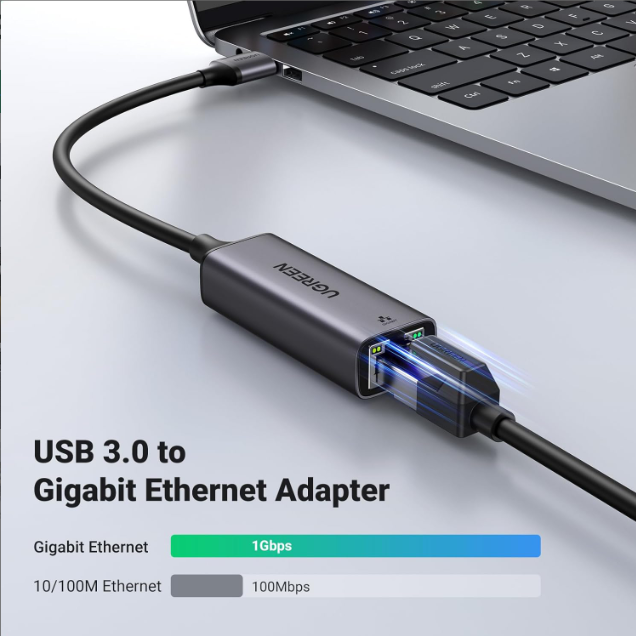 Cáp chuyển USB 3.0 to Lan hỗ trợ 10/100/1000 Mbps Ugreen 15736 - Hàng chính hãng