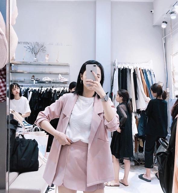 Áo Blazer không khuy &amp; quần váy
