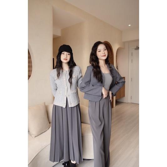 Áo khoác blazer nữ dài tay 5 khuy dọc nắp túi ngực 76a41 by germe