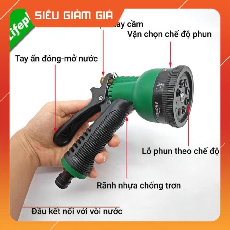 Vòi xịt nước tưới cây rửa xe 8 chế độ 206815