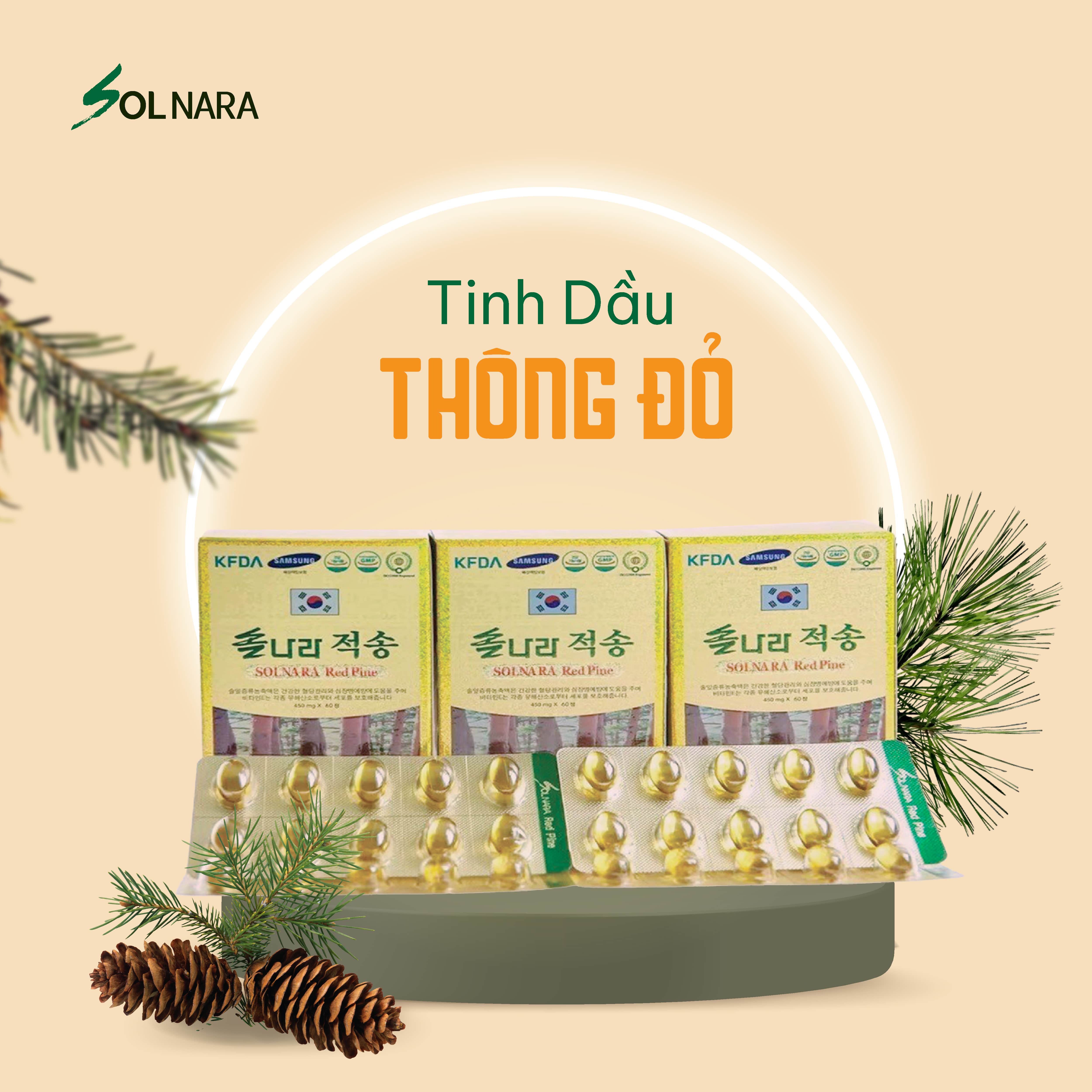 Tinh dầu Thông Đỏ Solnara Hộp 60 viên
