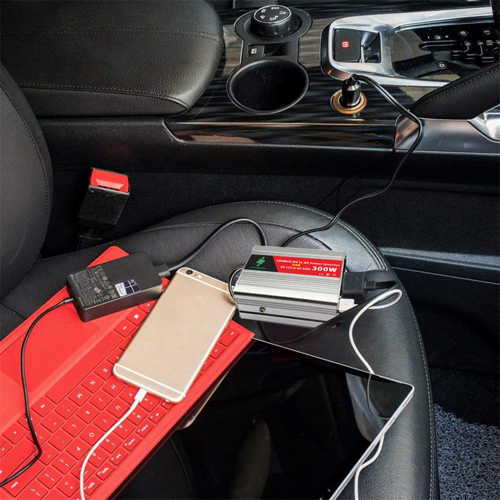 Di Động Inverter Xe Biến Điện DC12Volt Sang AC220Volt Biến Áp 300W Bộ Chuyển Đổi Nguồn Điện USB Adapter Tự Động Biến Tần