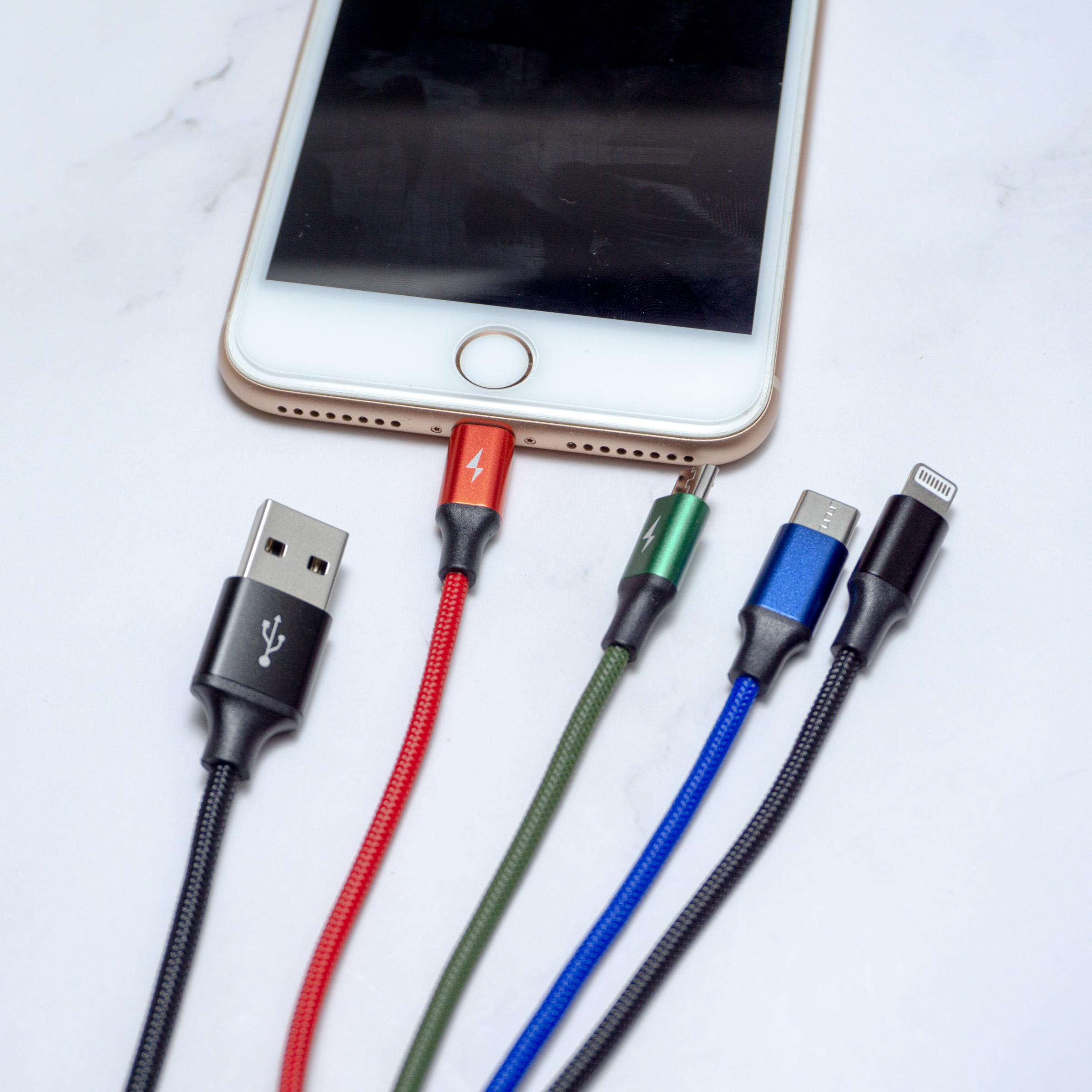 Cáp sạc 3.5A Baseus Rapid Series kết nối 2 Type-C/ Micro/ iPhone tiện lợi dài 1.2M - Hàng chính hãng