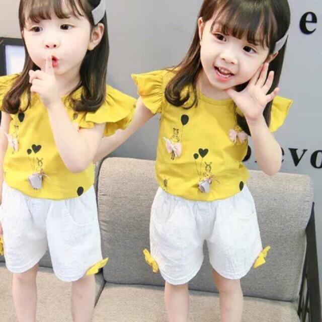 Bộ cộc bé gái combo 5 bộ cotton 4c size 5-20kg