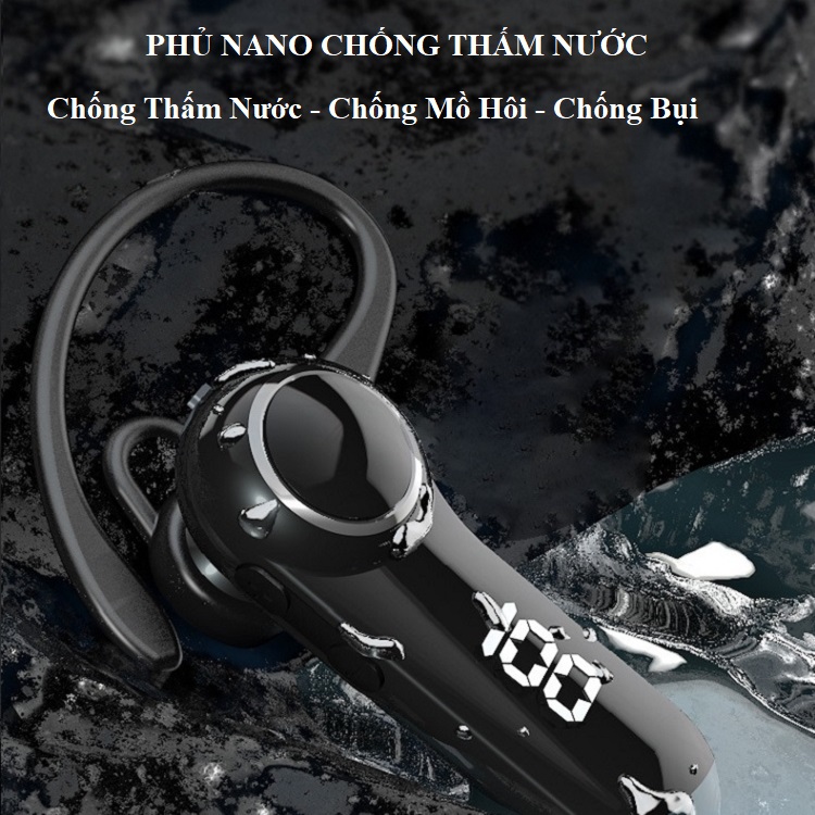 Tai Nghe Bluetooth Móc Tai chống ồn kép K7/K7D-Tai nghe được phủ nano giúp chống thấm nước, chống mồ hôi và chống bụi hiệu quả