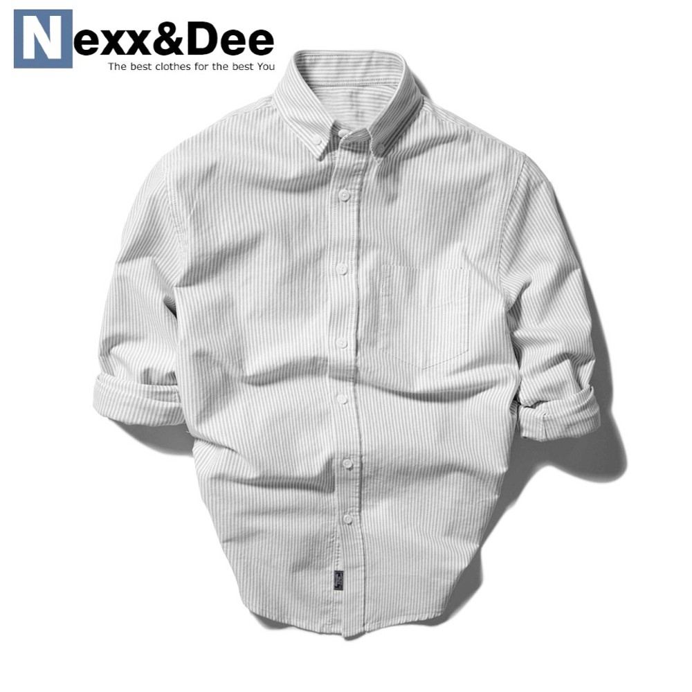 Áo sơ mi nam tay dài kẻ sọc nhỏ vải oxford denim công sở SM06