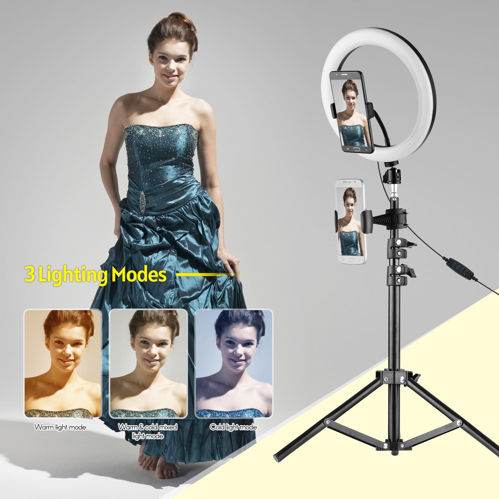 Đèn LED vòng kim loại 10 inch 3 chế độ chiếu sáng 10 mức độ sáng Đèn LED vòng kim loại 10 inch 3 chế độ chiếu sáng 10 mức độ sáng