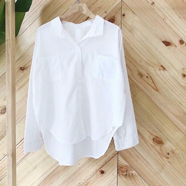 Áo oversize trắng 2 cổ