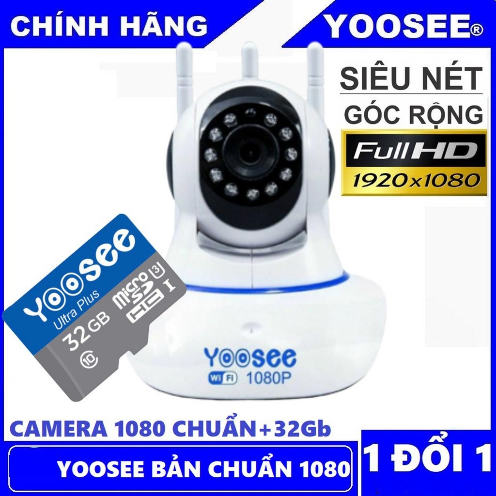 Camera wifi Yoosee 3 Râu xoay 360 trong nhà FullHD 1080 - Hàng Chính Hãng