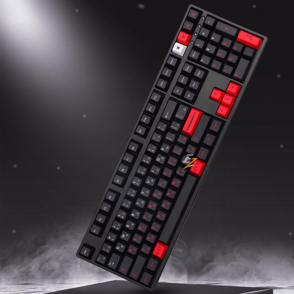 Keycap Cho Bàn Phím Cơ Black Red Thick PBT Cherry Profile 108 Phím