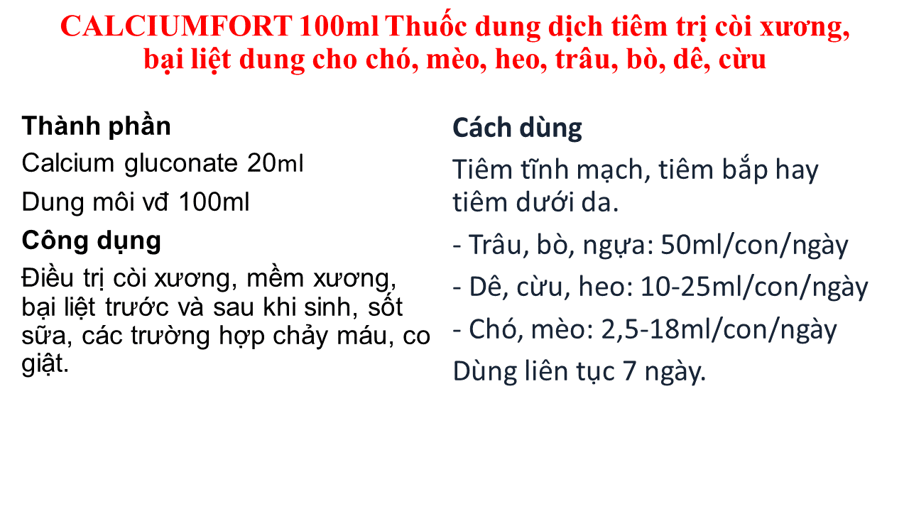 Thuốc dung dịch tiêm CALCIUMFORT