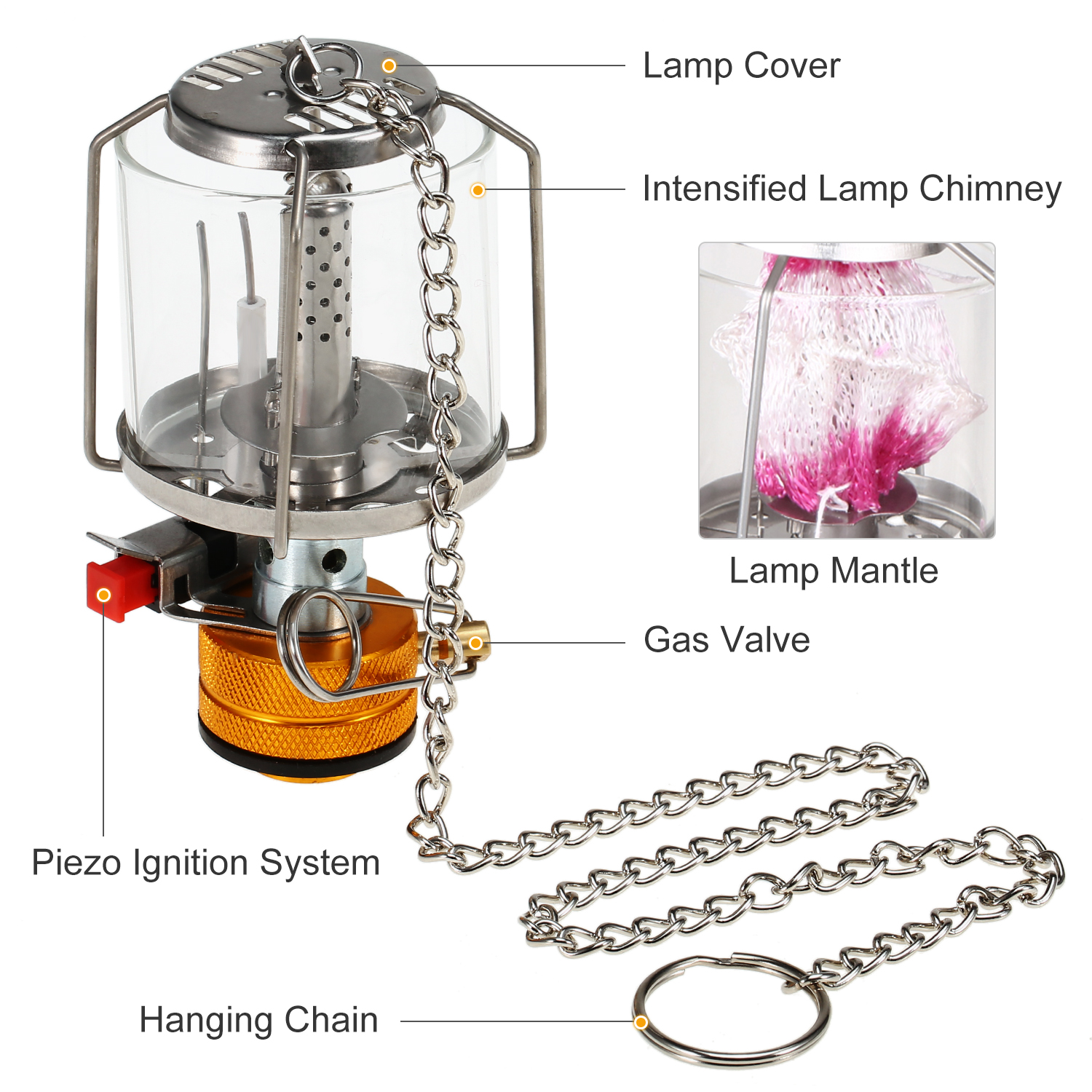 Đèn Lồng Khí Đốt Cắm Trại Đánh Lửa Piezo Tiện Dụng